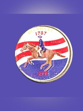 1999 Colorized Delaware State Quarter - Red White Blue